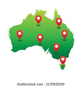 Mapa de Australia con ubicación de pin