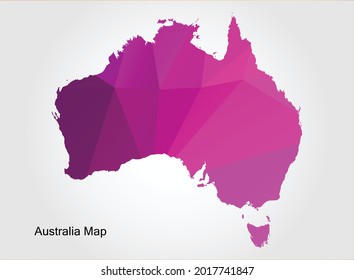 Australien Karte rosafarbene Farbe auf weißem Hintergrund, polygonal