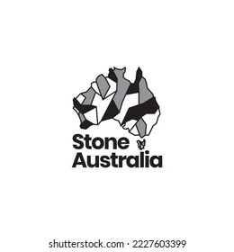 australia map polygon stone logo design