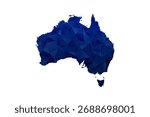 Australia Map - Polygon Style Vector Illustration in Dark Blue Gradient, Low Poly Geometric Design, Isolated on White Background for Infographics and Education.