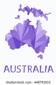 Australia map of purple triangles.Creative concept.Travel.Polygonal style.