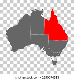 Mapa australiano del icono de queensland, concepto de geografía en blanco, ilustración aislada del vector de fondo gráfico.