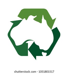 australia map with recycle symbol. vector logo.
