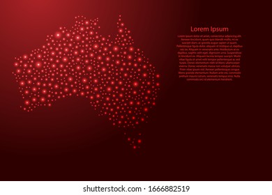 Australia map from red and glowing space stars abstract concept geometric shape. Vector illustration.