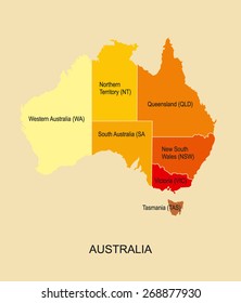 Australia map with regions 