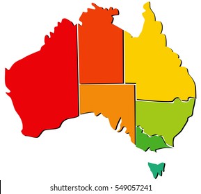 Australia map with regions 