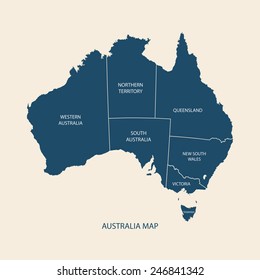 AUSTRALIA MAP WITH REGIONS illustration vector