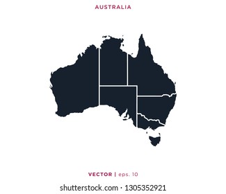 Australia Map with Regions Vector Design Template