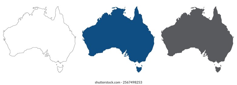 Australia map set. Map of Australia in set color