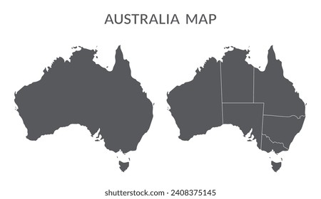 Australia map set in gray color
