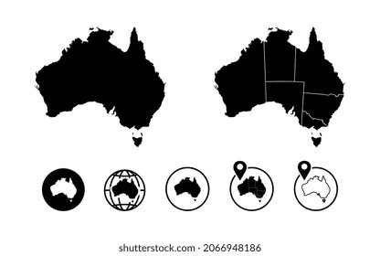 Australia map. Set of map Australia vector design illustration. Australian country map collection. Australian country map icon on white background.