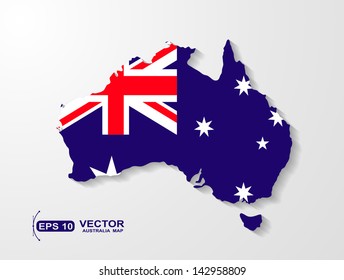 Australia map with shadow effect 