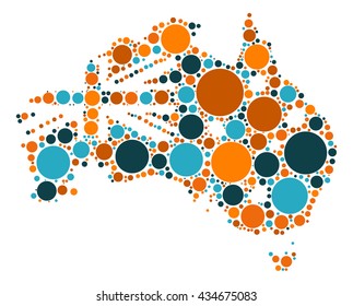 Australia map shape vector design by color point