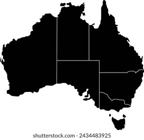 Australia map silhouette in Black