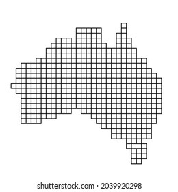 Australia map silhouette from black pattern mosaic structure of squares. Vector illustration.