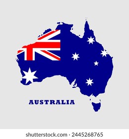 Australia map. silhouette. Australia border. Independence Day. Banner, poster template. State borders of country Australia. Vector illustration svg