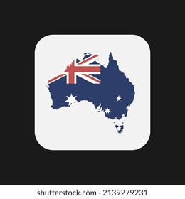 Australia map silhouette with flag on white background