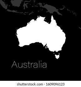 Australia map silhouette with the nearest islands. Minimal flat template.