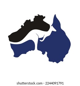 Australia map with simple kangaroo in the middle