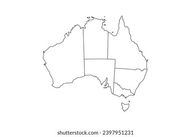 Australia map sketch outline in vector format on a white background