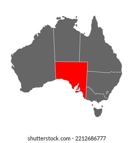 Mapa de Australia del icono de Australia del Sur, concepto de geografía en blanco, ilustración aislada del vector de fondo gráfico.