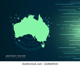 Mapa australiano del vector de fondo verde futurista.