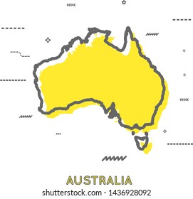 Australia map in thin line style with small geometric figures. Vector illustration modern concept