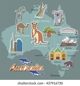 Australia map and travel icon eps 10 format