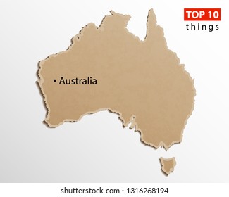 Australia map vector. Australian maps craft paper texture. Empty template information creative design element. 