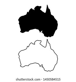 Australia map vector black and outline with white background