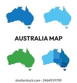 Australia map in vector colors on a white isolated background.