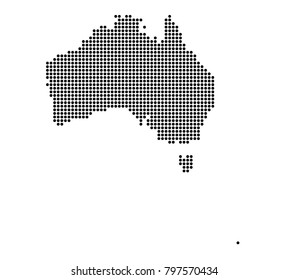 Australia map vector. map dotted silhouette with black dots on a white background. Vector illustration eps 10.