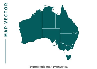 Australia map vector. green color on white background.
