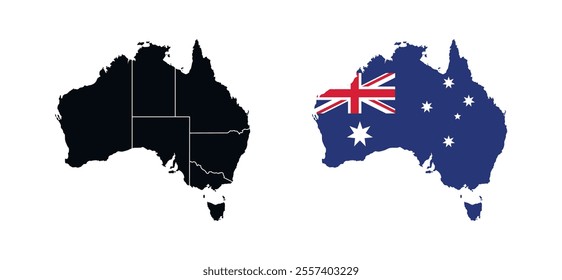 Australia Map vector icon. Map of Australia in Flag colors.