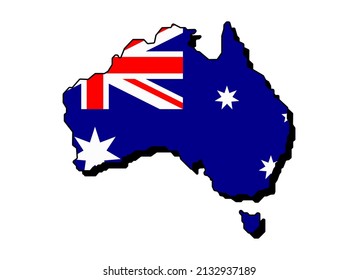 Australia Map Vector Illustration. Map of Australia with Australian Flag Colours