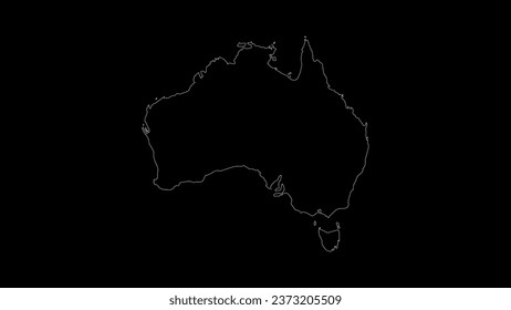 Australia map vector illustration. Drawing with a white line on a black background.