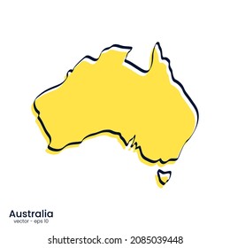 Australia map vector illustration template design. Outline style.