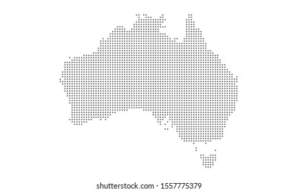 Australia map vector isolated background. Flat, dotted gray map template for web site pattern, anual report, inphographics.