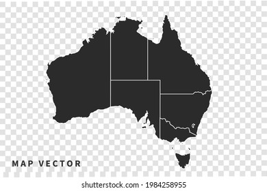 Australia map vector, isolated on transparent background