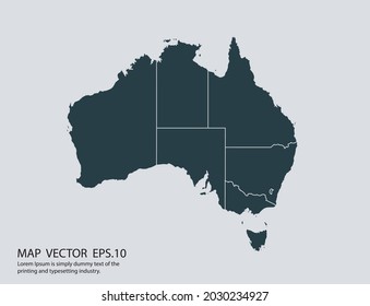 Australia map vector, isolated on gray background 