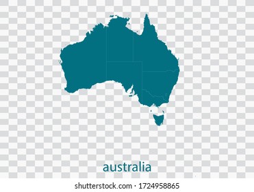 australia map vector, isolated teal color on transparent background