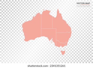 Australia mapea el color naranja vectorial sobre fondo transparente.