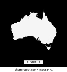 Australia map vector outline illustration in black background