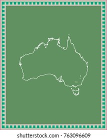 Australia map vector outline illustration in green background