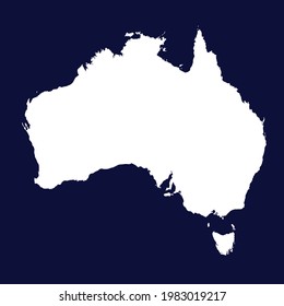 Australia map vector. white color on blue background.