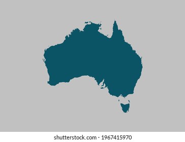 Australia map vector,Not isolated ocean blue color on gray background