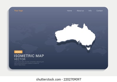 Australia mapea blanco sobre fondo azul con vector isométrico.