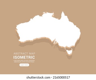 Australien Karte weiß auf braunem Hintergrund mit isometrischer Vektorgrafik.
