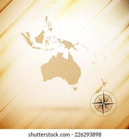 Australia map, wooden design background, vector illustration.