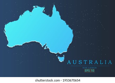 Mapa de Australia - Mapa Mundial de la plantilla vectorial internacional con 3d, color azul gradiente y estrellas aisladas en el fondo de la galaxia - Ilustraciones vectoriales 10